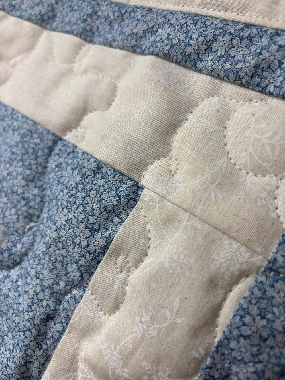 Classic Patchwork Quilt - Blue and Cream